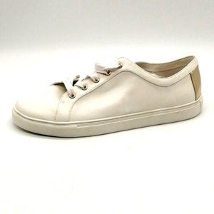 Loft Womens Flat‎ Heel Lace Up Front Sneaker White w/Gold Accent Sz 10